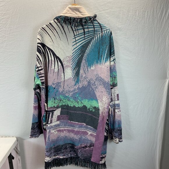 Aldo Martins Moira Fringed Cardigan Sweater Size‎ M Sunset Motif Anthropologie - Picture 4 of 12